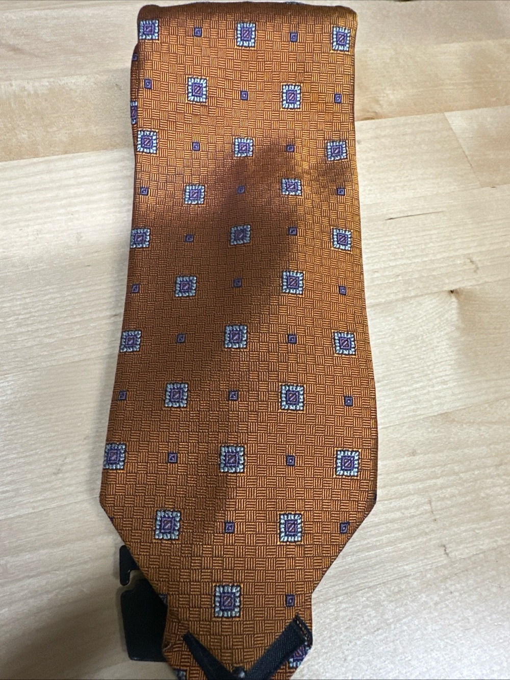 Brooks Brothers Orange Geometric Men's Tie - Classic Pattern 100 Silk